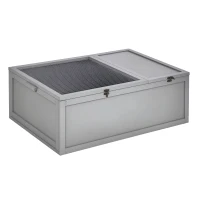 PawHut 94 cm Wooden Tortoise House Turtle Habitat Small Reptile Cage Enclosure with Two Room Grey(m-10)