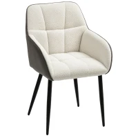 HOMCOM Accent Chair with Foot Pads, Upholstered Armchair with Chenille Fabric Front and PU Back, Occasional Chair for Living Room Bedroom, Cream White(m-10)