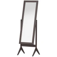 HOMCOM Full Length Mirror, Freestanding Dressing Mirror with Adjustable Angle for Bedroom, 148cm x 47cm, Brown(m-10)
