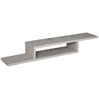 HOMCOM Floating TV Unit, Wall Mounted TV Stand with Open Shelf and 2 Cable Holes, Entertainment Unit for Living Room, Grey(m-10)