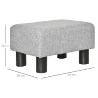 HOMCOM Footstool, Linen Upholstered Footrest, Small Ottoman Foot Rest with Wooden Frame for Living Room, 40 x 30 x 24cm, Grey(m-3)