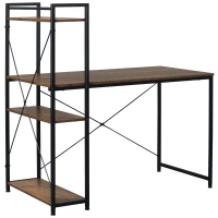 HOMCOM Reversible Computer Desk with Storage Shelves on Left or Right, Industrial Reversible Writing Desk for Home Office, Study, Easy Assembly, 120 x 64 x 121cm, Rustic Brown and Black(m-10)