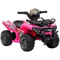 HOMCOM 6V Kids Electric Ride on Car Toddlers Quad Bike All Terrain Vehicle Toy With Music for 18-36 months Pink(m-10)