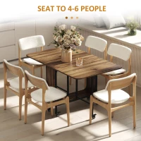 HOMCOM Mesa de Cozinha Dobrável Mesa de Refeição Dobrável com Rodas Laterais Abatíveis e Prateleira Mesa Dobrável para Sala de Jantar 130x80x74 cm Marrom(m-8)