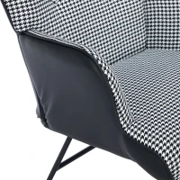 Fabric Rocking Chair with Solid Wood Legs, High Back Recliner with Footstool and Neck Pillow, 85L x 65W x 96H cm, White+Black(m-9)