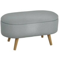 HOMCOM Teddy Fleece Storage Ottoman - Grey(m-10)