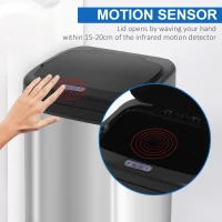 HOMCOM 20L LUXURY Automatic Sensor Dustbin Kitchen Waste Bin Rubbish Trashcan Auto Dustbin Stainless Steel with Bucket 33*25*42.5CM(m-5)