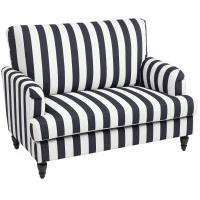 HOMCOM Modern Cuddle Chair, Velvet Single Sofa Armchair with Stripe, Turned Legs and Wide Seat, Upholstered Snuggle Chair for Living Room, Bedroom, Black and White(m-10)
