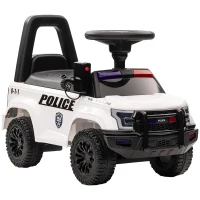 HOMCOM Coche Correpasillos de Policía para Bebé Coche sin Pedales con Megáfono y Almacenaje Oculto 62x29x43 cm Blanco(m-1)