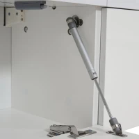 High Gloss TV Wall Unit Set with LED Lighting, Handleless Design, Includes TV Cabinet, Display Cabinet, Hanging Shelf, 457L x 84W x 76H cm, White(m-11)