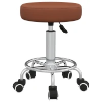 Vinsetto PU Leather Rolling Stool, Height Adjustable Stool Chair with Wheels for Salon, Massage, Spa, Brown(m-10)