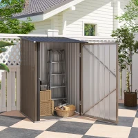 Outsunny 3.3 x 3.4ft Lean To Steel Garden Shed, with Locking Door - Brown/Grey(m-8)