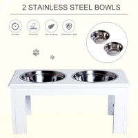 PawHut Raised Dog Feeding Station with Stainless Steel Bowls, Elevated Pet Feeder with Stand for Medium Dog 58.4L(m-5)