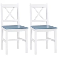 HOMCOM Dining Chairs Set of 2, Pine Wood Kitchen Chairs with Cross Back, Solid Structure for Living Room and Dining Room, White(m-1)