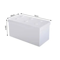HOMCOM Folding Faux Leather Storage Cube Ottoman Bench Seat PU Rectangular Footrest Stool Box (Cream White)(m-3)