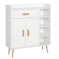 HOMCOM Credenza Moderna con Armadietto e Cassetto, Mobile Multiuso in Legno per Cucina e Salotto, 80 x 29.5 x 96cm Bianco(m-1)