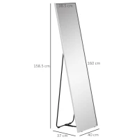 HOMCOM Full Length Mirror, Freestanding or Wall-Mounted Dressing Mirror with Stand for Bedroom, Living Room, 160 x 40 cm, Black Frame(m-3)