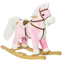 HOMCOM Wooden Rocking Horse with Music, Sound, Saddle for Ages 3-6 Years(m-10)