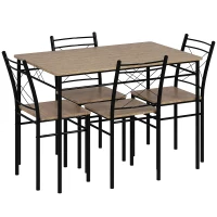 HOMCOM Five-Piece Minimal Dining Set - Oak-Effect/Black(m-10)