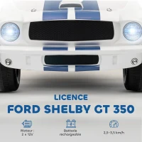 AIYAPLAY Voiture électrique 12V sous licence Ford Shelby GT 350 véhicule électrique télécommande télécommande 2,4G 3-6 ans blanc(m-4)