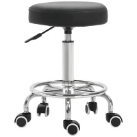 Vinsetto Tabouret à roulettes, tabouret de massage avec hauteur réglable 50-64 cm et assise rembourré, pivotant 360°, noir(m-11)