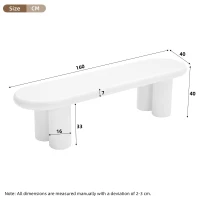 Wooden TV Stand Cabinet with Durable Construction, MDF Entertainment Centre with Rounded-Edge Design, 160L x 40W x 40H cm, White(m-3)