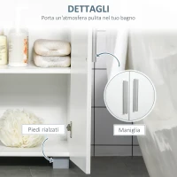 kleankin Mobile Bagno Moderno con 2 Ante, 2 Ripiani Regolabili e Maniglie Argentate, 60x30x80 cm, Bianco(m-6)