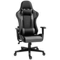 Vinsetto Gaming Chair, Computer Desk Chair, Racing Chair with Adjustable Height, Head Pillow and Lumbar Support for Adults, Black(m-10)