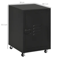 HOMCOM Industrial Bedside Table, Rolling End Side Table, Mobile Storage Cabinet With Adjustable Shelf, Wheels & Metal Door for Bedroom, Living Room, Home Office, Black(m-3)