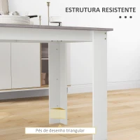 HOMCOM Mesa de Sala de Jantar para 4-6 Pessoas Estilo Moderno com Bancada de Melamina de Madeira Carga 50 kg 120x69x75 cm Cinza e Branco(m-6)