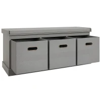 HOMCOM Three-Drawer Shoe Storage Bench, with Padded Top Seat - Grey(m-12)