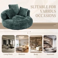 Lazy Sofa Bean Bag Chair with Memory Foam Filling, High Back and Three Pillows, Indoor and Outdoor Use, 108L x 108W x 52H cm, Green(m-8)