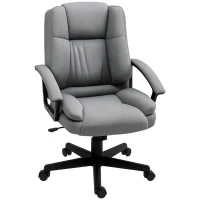 HOMCOM Linen-Look Padded Office Chair - Grey(m-10)