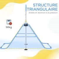 HOMCOM Barre de gymnastique pour enfants, barre horizontale pliable à hauteur réglable avec anneaux de gymnastique, bleu(m-7)