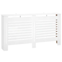 HOMCOM Copritermosifoni a Doghe con Ripiano Portaoggetti, in Legno, 172x19x81 cm, Bianco(m-1)