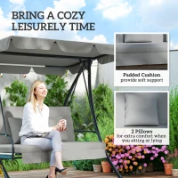 Outsunny Hollywoodschommel tuinschommel schommel schommelbank met ligfunctie, 3-zits, metaal + polyester, wit, 209 x 114 x 170 cm(m-7)