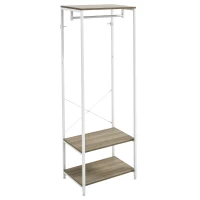 HOMCOM Hallway Coat Rack and Shoe Bench Tree - Grey(m-10)