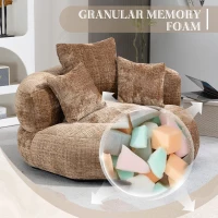 High Back Bean Bag Chair with Memory Foam Filling, High Back Design with Three Pillows, 108L x 108W x 52H cm, Brown(m-4)