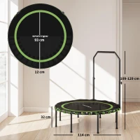 SPORTNOW Trampolino Fitness con corrimano regolabile, per Interni ed Esterni, in Acciaio e Plastica, Verde(m-3)