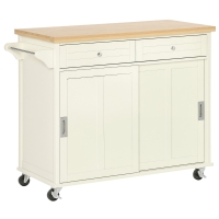 HOMCOM Isola per Cucina con Cassetti Armadio e Portasciugamani Bianco