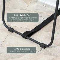 HOMCOM Full Length Mirror, Freestanding or Wall-Mounted Dressing Mirror with Stand for Bedroom, Living Room, 160 x 40 cm, Black Frame(m-6)