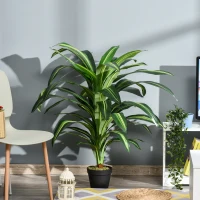 Outsunny 110cm/3.6FT Artificial Dracaena Tree Decorative Plant 40 Leaves with Nursery Pot, Fake Tropical Tree for Indoor Outdoor Décor(m-2)