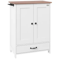 PawHut Pet Feeding Station with Raised Dog Bowls, Adjustable Panel, Hooks, White(m-1)