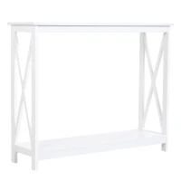 HOMCOM Table de console table d'entrée style table de drapier néo-rétro étagère dim. 100L x 30l x 80,5H cm MDF blanc(m-11)