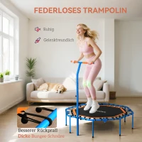 SPORTNOW Fitness-Trampoline, Trainings-Trampoline met verstelbare handgreep, stabiel en stil, voor binnen, Staal, Blauw(m-5)
