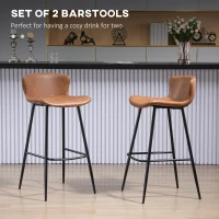 HOMCOM 2 Piece Barstools, Upholstered Kitchen Stools, Bar Chairs with Backs and Steel Legs for Dining Room(m-4)