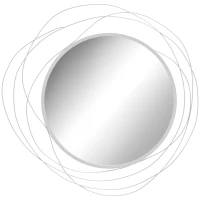 HOMCOM Abstract Metal Wire Wall Mirror, with Accessories - Silver(m-10)