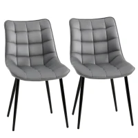 HOMCOM Conjunto de 2 Sillas de Comedor Tapizadas en Terciopelo Acolchadas con Patas de Metal de Estilo Nórdico y Vintage 46x58,5x85,5 cm Gris(m-10)
