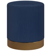 HOMCOM Soft Padded Corduroy Footstool - Dark Blue(m-10)