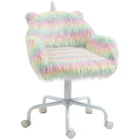 Vinsetto Unicorn Home Office Chair, Height Adjustable Fluffy Desk Chair with Armrests and Swivel Wheels, Colourful(m-1)